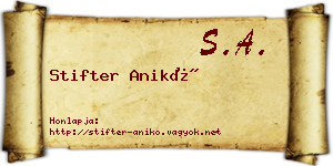 Stifter Anikó névjegykártya
