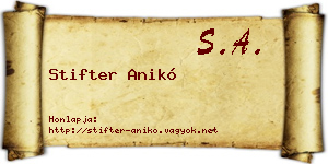 Stifter Anikó névjegykártya